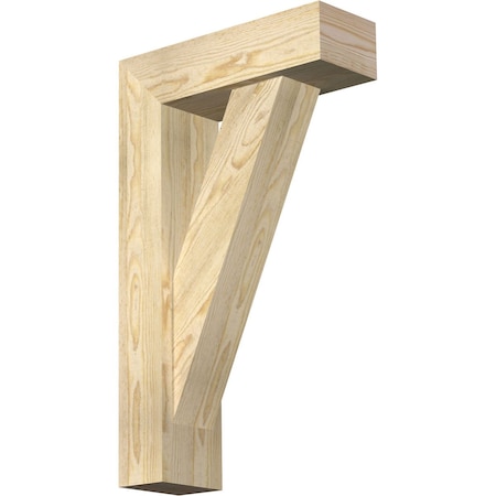 Ekena Millwork Traditional Block Rough Sawn Bracket w/ Offset Brace, Douglas Fir, 6"W x 18"D x 30"H BKT0604X18X30TRA05RDF